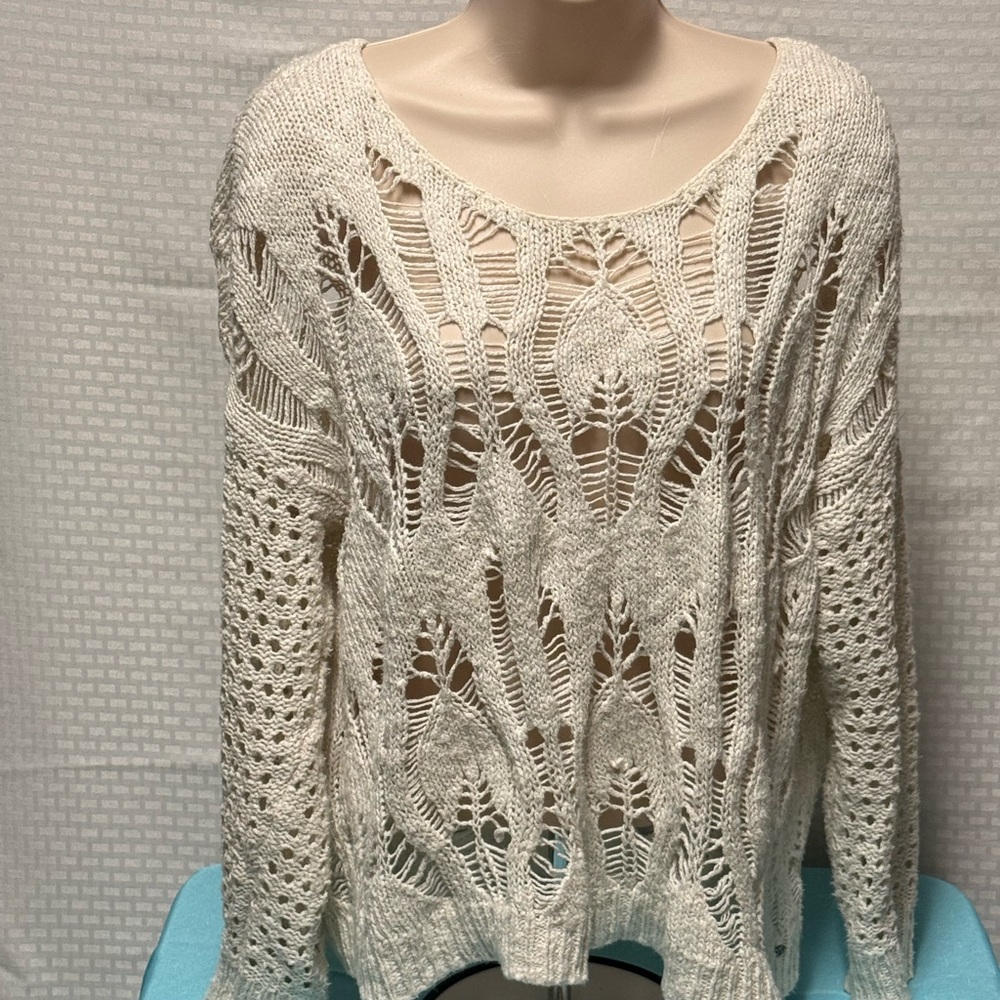 Women’s shirt: American Eagle Outfitters Cream Open-Knit Sweater